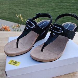 Alex Marie Black and Tan Wedge Shoes